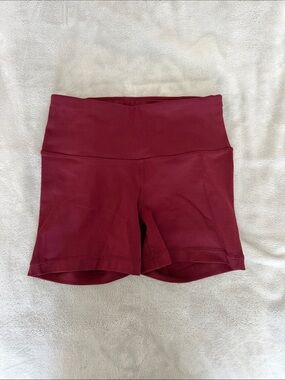 Women's High-Waist Biker Shorts Burgundy with inside pocket